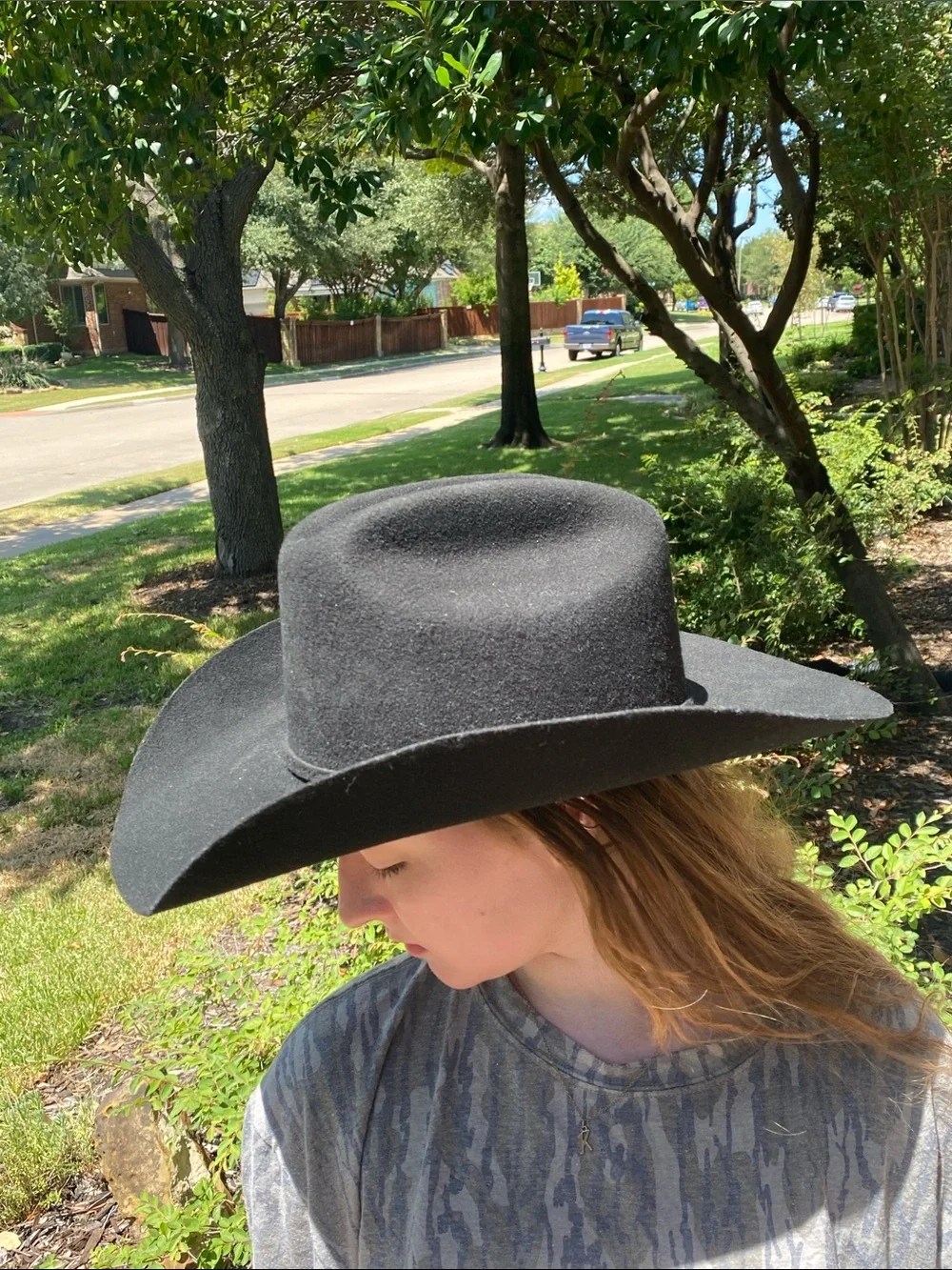 Twister 2X Black Wool Felt DALLAS Western Hat with Silver 3 pc. Buckle hatband